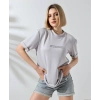 Biçomi Unisex Bisiklet Yaka Baskılı Slim Fit T-Shirt - Boyalı Gri