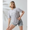 Biçomi Unisex Bisiklet Yaka Baskılı Slim Fit T-Shirt - Boyalı Gri