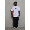Biçomi Unisex Bisiklet Yaka Double Oversize Baskılı T-Shirt - Beyaz