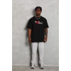Biçomi Unisex Bisiklet Yaka Double Oversize Baskılı T-Shirt - Siyah