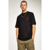 Biçomi Unisex Bisiklet Yaka Oversize Baskılı T-Shirt - Siyah