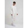Biçomi Unisex Biskilet Yaka Üç İplik SweatShirt - Beyaz
