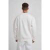 Biçomi Unisex Biskilet Yaka Üç İplik SweatShirt - Beyaz