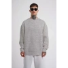 Biçomi Unisex Biskilet Yaka Üç İplik SweatShirt - Gri