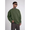 Biçomi Unisex Biskilet Yaka Üç İplik SweatShirt - Haki