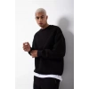 Biçomi Unisex Biskilet Yaka Üç İplik SweatShirt - Siyah