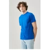 Biçomi Unisex Düz Biskilet Yaka Oversize T-shirt - Mavi