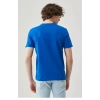Biçomi Unisex Düz Biskilet Yaka Oversize T-shirt - Mavi