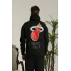 Biçomi Unisex Kapşonlu Baskılı Sweetshirt - Siyah