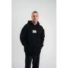 Biçomi Unisex Kapşonlu Uzun Kol Patchli Nakışlı SweatShirt - Siyah