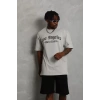 Biçomi Unisex Oversize Baskılı Bisiklet Yaka T-Shirt - Gri