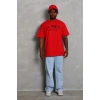 Biçomi Unisex Oversize Baskılı Bisiklet Yaka T-Shirt - Kırmızı