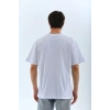 Biçomi Unisex Oversize Düz Bisiklet Yaka T-Shirt - Beyaz
