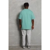 Biçomi Unisex Oversize Düz Bisiklet Yaka T-Shirt - Mint Yeşili