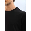 Biçomi Unisex Oversize Düz Bisiklet Yaka T-Shirt - Siyah