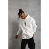 Biçomi Unisex Sırt Baskılı Kapüşonlu Üç İplik Oversize Sweatshirt - Beyaz
