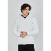 Biçomi Unisex Tam Fermuarlı Kapşonlu  SweatShirt - Beyaz