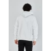 Biçomi Unisex Tam Fermuarlı Kapşonlu  SweatShirt - Beyaz
