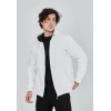 Biçomi Unisex Tam Fermuarlı Kapşonlu  SweatShirt - Beyaz