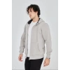 Biçomi Unisex Tam Fermuarlı Kapşonlu  SweatShirt - Boyalı Gri