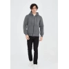 Biçomi Unisex Tam Fermuarlı Kapşonlu  SweatShirt - Füme