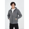 Biçomi Unisex Tam Fermuarlı Kapşonlu  SweatShirt - Füme