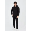 Biçomi Unisex Tam Fermuarlı Kapşonlu  SweatShirt - Siyah