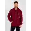 Biçomi Unisex Tam Fermuarlı Kapşonlu Özel Tasarım SweatShirt - Bordo