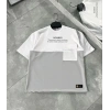 Biçomi Unisex Torba Cep Detaylı  Parçalı T-Shirt - Gri
