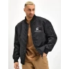 Biçomi Unisex Uzun Kol Baskılı Bomber Ceket - Siyah