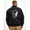 Biçomi Unisex Uzun Kol Baskılı Bomber Ceket - Siyah
