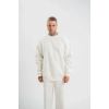Biçomi Uzun Kol Bisiklet Yaka Basic SweatShirt - Beyaz