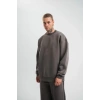 Biçomi Uzun Kol Bisiklet Yaka Basic SweatShirt - Füme