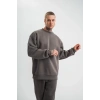 Biçomi Uzun Kol Bisiklet Yaka Basic SweatShirt - Füme
