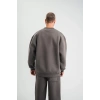 Biçomi Uzun Kol Bisiklet Yaka Basic SweatShirt - Füme