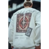 Biçomi Uzun Kol Bisiklet Yaka Baskılı SweatShirt - Beyaz