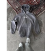 Biçomi Uzun Kol Kapşonlu Göğüs Baskılı SweatShirt - Gri