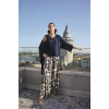 Bicomi Yaprak Desenli ve Dantelli 3lü Pijama Takımı