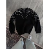 Biçomi Yıldırım Baskılı Bisiklet Yaka SweatShirt - Siyah