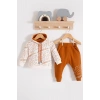 Çapraz Bears Kapüşonlu % 100 Pamuk Erkek Bebek Takımı