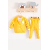Cute Funny Desenli Kapişonlu Pamuklu 3lü Kız Bebek Takımı