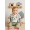 Elma Desenli Ceketli 3lü Kız Bebek Takımı