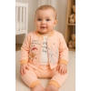 Happy Dancing Desenli 3lü Hırkalı Kız Bebek Takım