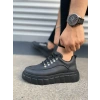 JY010 Cloud Bağcıklı Cilt Erkek Günlük Sneaker Ayakkabı CST - Siyah