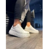 JY144 Volt Bağcıklı Cilt Erkek Günlük Sneaker Yüksek Taban Ayakkabı CBT Beyaz