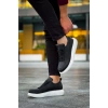 JY814 Axel Bağcıklı Cilt Erkek Günlük Sneaker Ayakkabı CBT Siyah