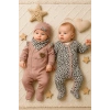 Leopar Desenli Kız Bebek 4lü Tulum Seti