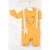 Love Kalp Nakışlı % 100 Pamuk Kız Bebek Tulumu