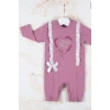 Love Kalp Nakışlı % 100 Pamuk Kız Bebek Tulumu