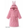 Pembe Tavşan Nakışlı Kulaklı Bebek ve Çocuk Bornozu